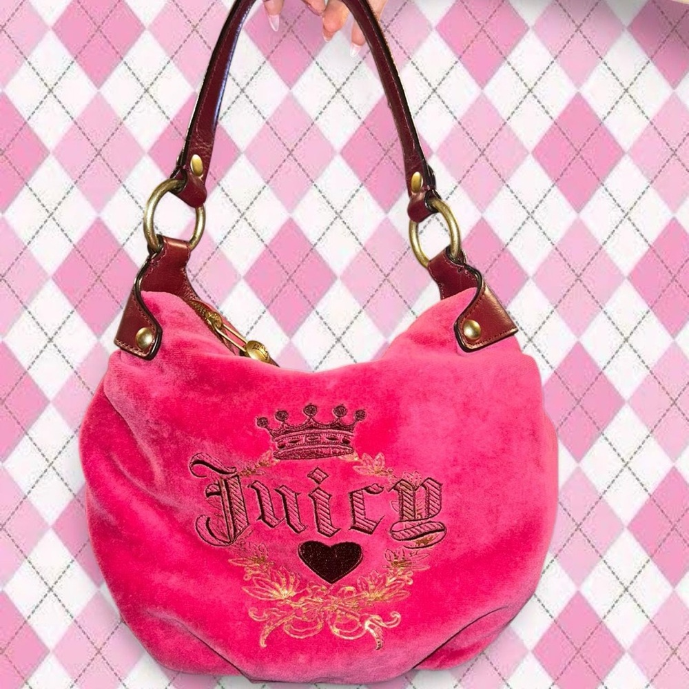 hot pink vintage velour juicy couture bag